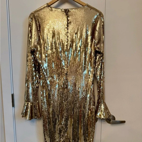 Michael Kors Gold Sequin Long Sleeve Dress - Picture 2 of 4